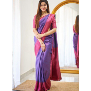 Bright Lavender Color Banarasi Saree with Exclusive Jacquard Work