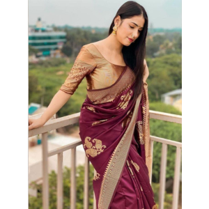 Coffee Color Banarasi Saree with Exclusive Jacquard Border