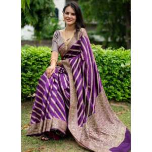 Purple Banarasi Saree with Enchanting Tassels