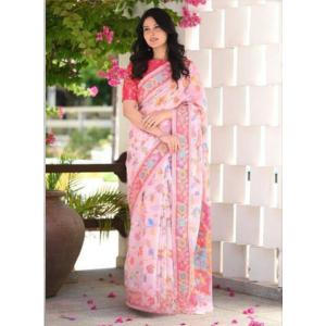 Light Pink Banarasi Saree with Kashmiri Weaving Work