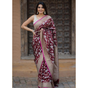 Maroon Color Banarasi Saree with Rich Pallu