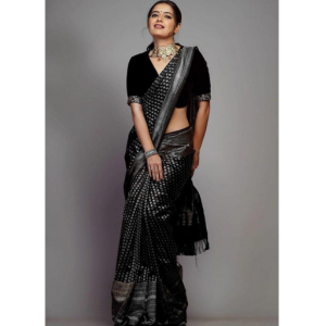 Beautiful Organic Black Color Banarasi Saree