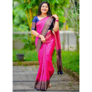 Pink Color Banarasi Saree with Copper Zari Weaving